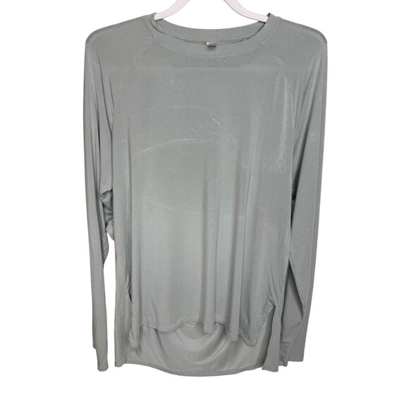 Under Armour L Sage Gray Cutout Back Long Sleeve Yoga Top - Picture 2 of 12